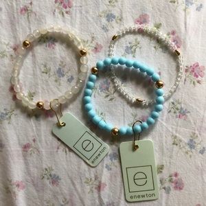 Real Gold Turquoise and White enewton Bracelets